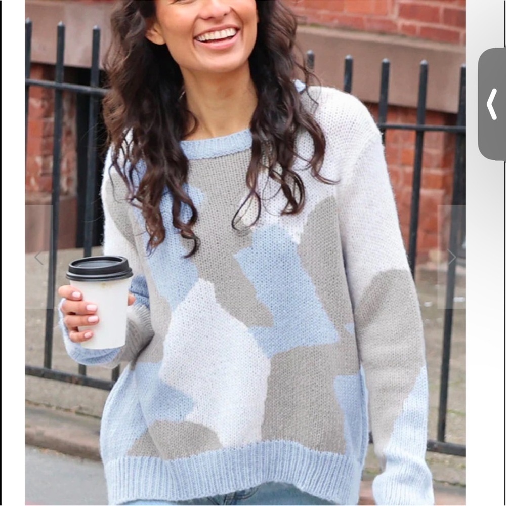 Wooden Ships Camo Blue & Gray Sweater Med/Large